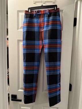Charles Jeffrey Loverboy Wool Navy Tartan Trousers